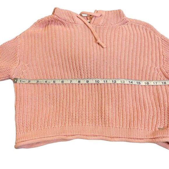 PINK by Victoria's Secret Women's Pink Knit Hooded Cropped Sweater Size X-Small - Picture 8 of 10